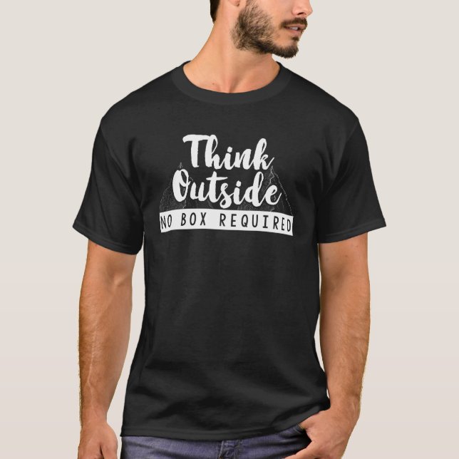 Think Outside No Box Required Hiking Adventure T-Shirt (Front)