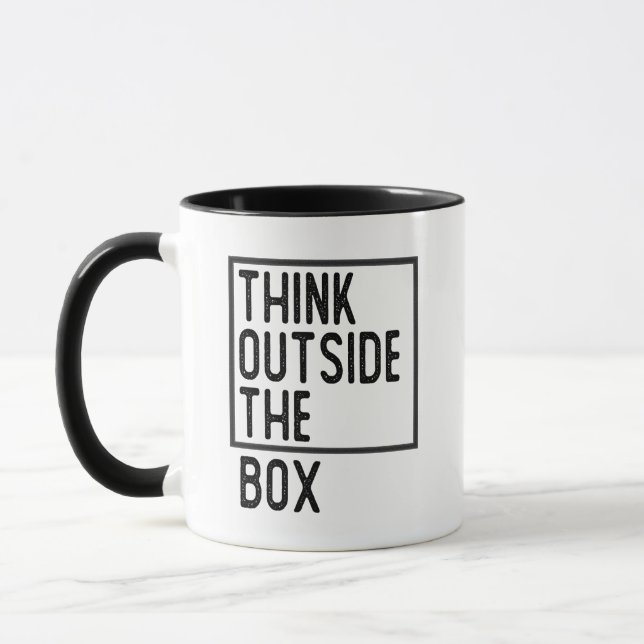 Think Outside The Box Inspirational Quote Mug (Left)