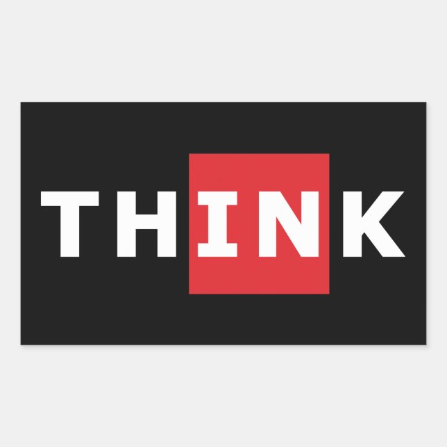 Think outside the box rectangular sticker (Front)