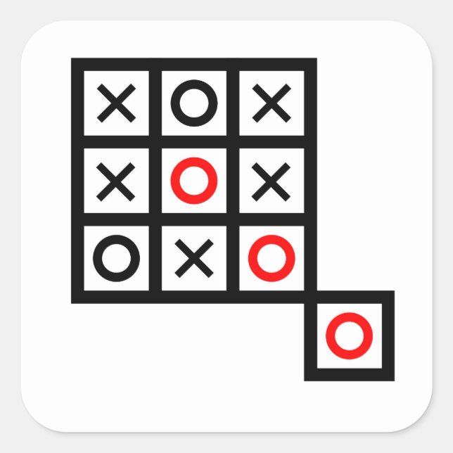 think outside the box tic tac toe extra smart clev square sticker (Front)