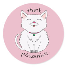 Think Pawsitive Cat Illustration