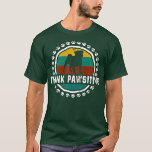 Think Pawsitive Vintage Paw Dog Funny Pug Dog T-Shirt