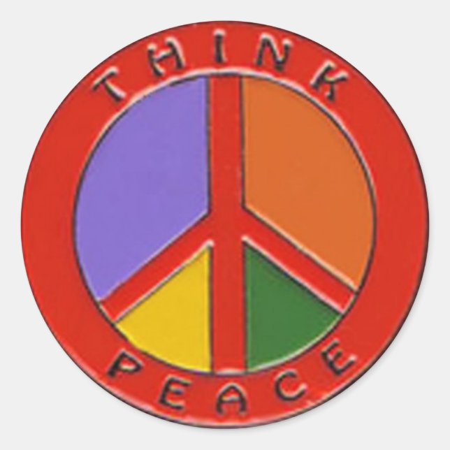 Think Peace Classic Round Sticker (Front)