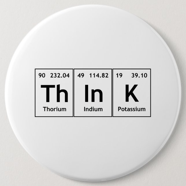 ThInK Periodic Table Element Word Chemistry Symbol 6 Cm Round Badge (Front)