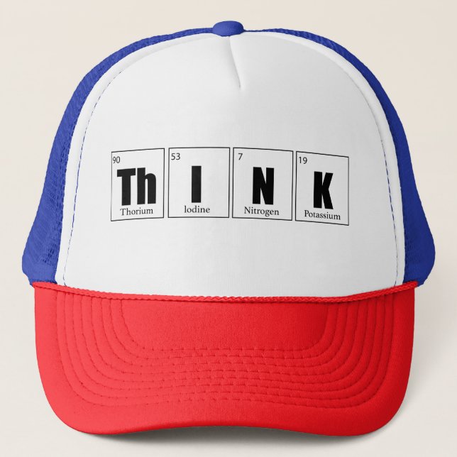 Think Periodic table Trucker Hat (Front)