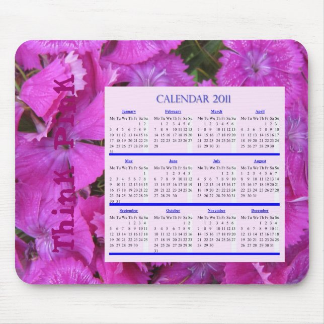 Think Pink Calendar/ mousepad for year 2011 (Front)
