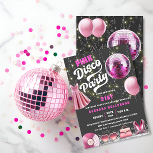Think Pink Core Disco Party Invitation