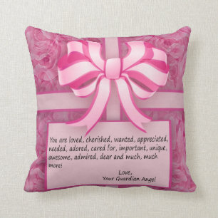 Think Pink Inspirational Message with Roses Cushion