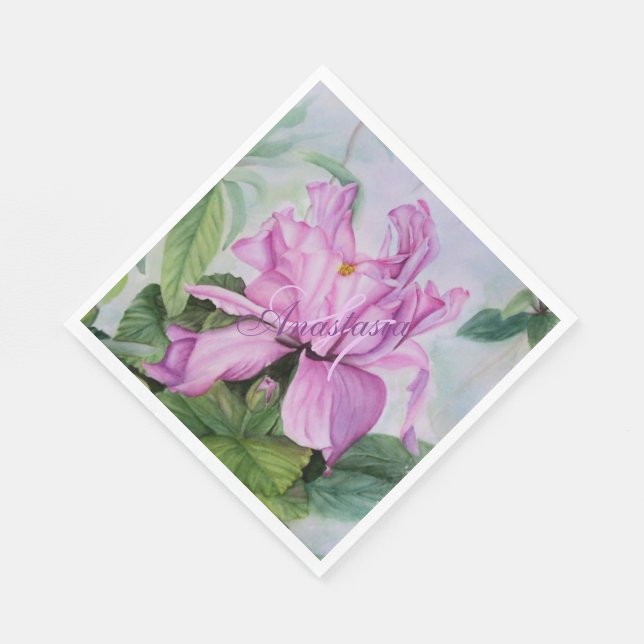 THINK PINK ORCHID BIRTHDAY PARTY MONOGRAM NAPKIN (Corner)