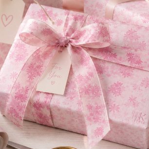 Think Pink Watercolor Floral Pattern Monogram  Satin Ribbon