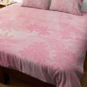 Think Pink Watercolor Wash Floral Pattern Fleece Blanket