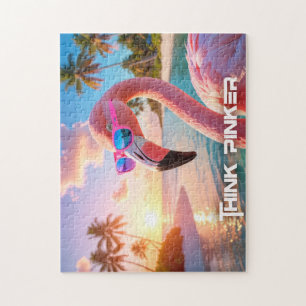 THINK PINKER - Flamingo PINK Jigsaw Puzzle