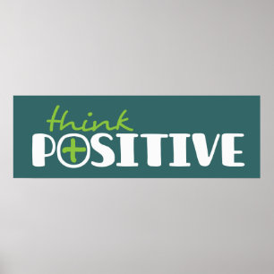 Think positive graphic long green poster