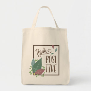 Think positive motivation feather grocery bag