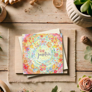 Think Positive Orange Floral Inspirational