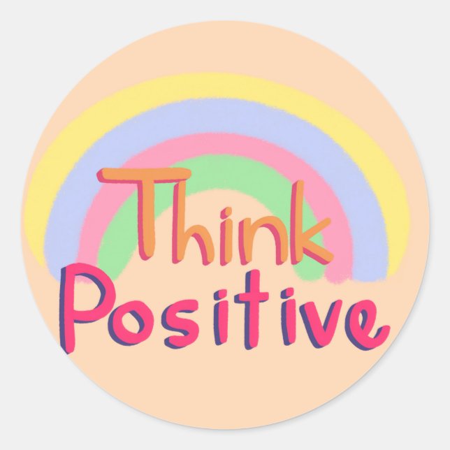 Think positive quote classic round sticker (Front)