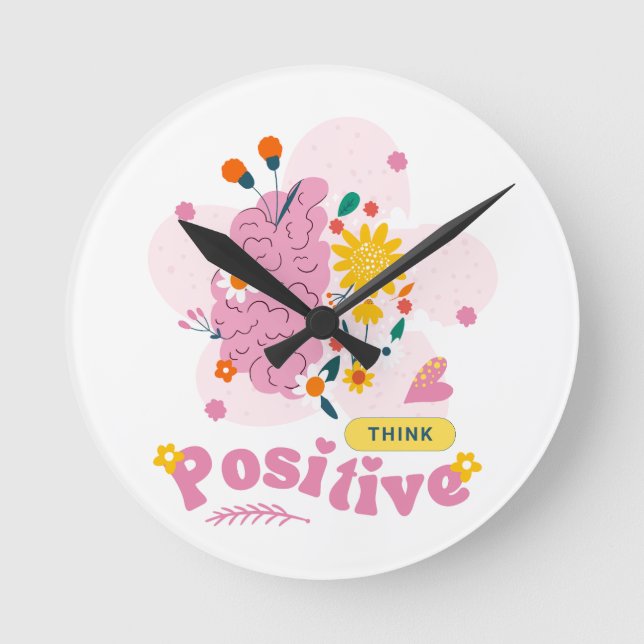 Think Positive Round Clock (Front)