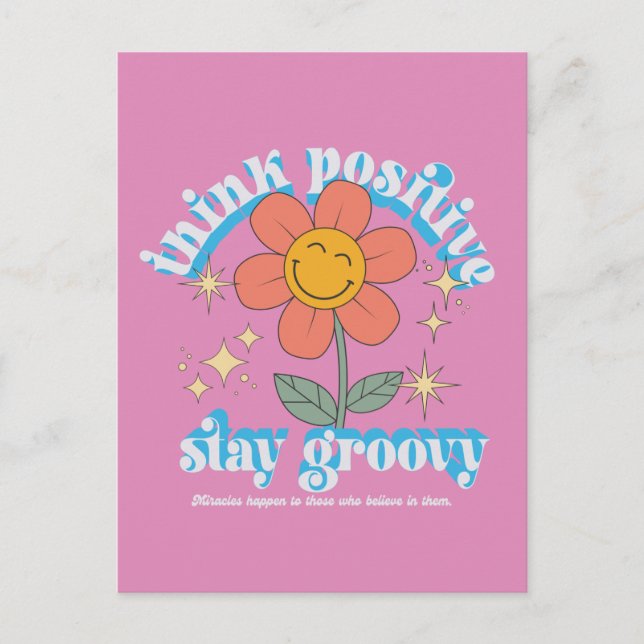 Think Positive Stay Groovy Slogan Postcard (Front)