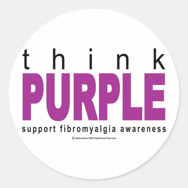 think PURPLE Fibromyalgia Classic Round Sticker (Front)