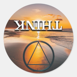 Think Recovery Slogan Sunrise Classic Round Sticker