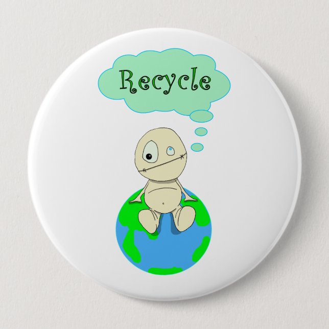 Think...Recycle 10 Cm Round Badge (Front)