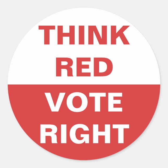 Think Red Vote Right Classic Round Sticker (Front)