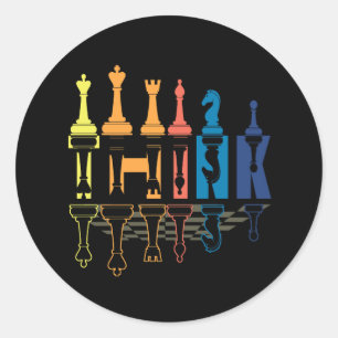 Think Retro Vintage Chess Pieces Player Coach Boar Classic Round Sticker