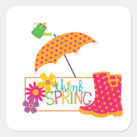 Think Spring Galoshes Flowers Umbrella