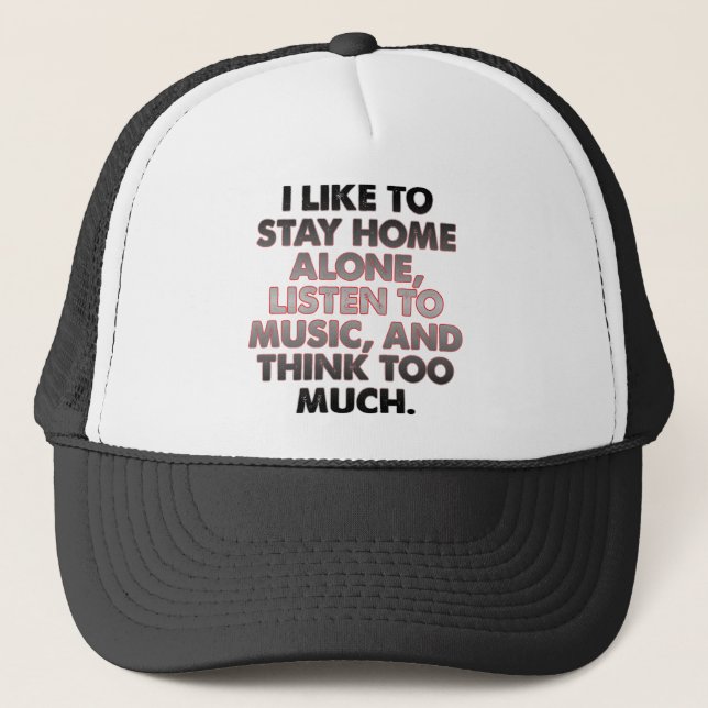Think Too Much Funny Introvert Ball Cap Hat (Front)
