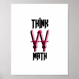 Think with math red poster