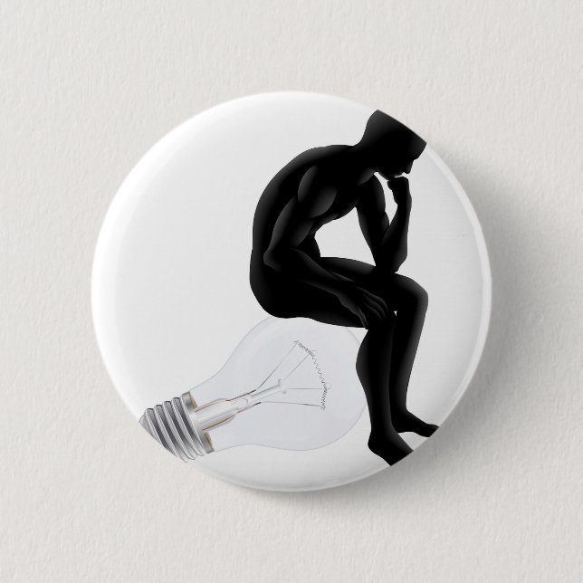 Thinker looking for an idea 6 cm round badge (Front)