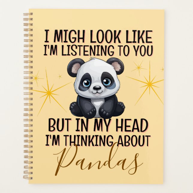 Thinking About Pandas – Funny Personalised Planner (Front)