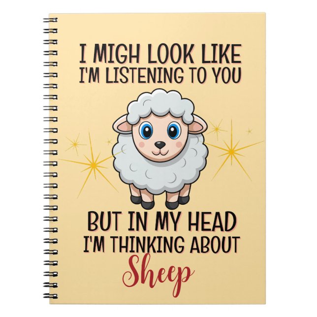 Thinking About Sheep – Funny Notebook (Front)