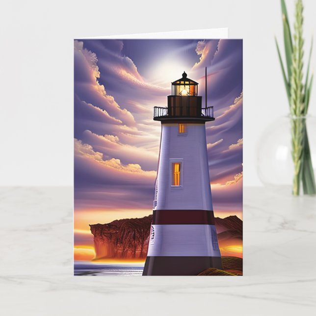 Thinking About You and Missing You Lighthouse Card (Front)