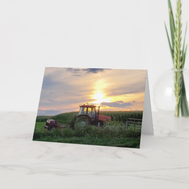 Thinking About You, Pretty Sunset with Tractor Card (Front)