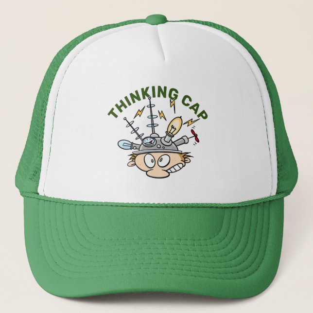 Thinking Cap Funny Electric Gadget Cartoon (Front)