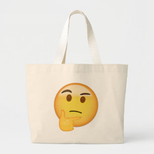Thinking Face Emoji Large Tote Bag