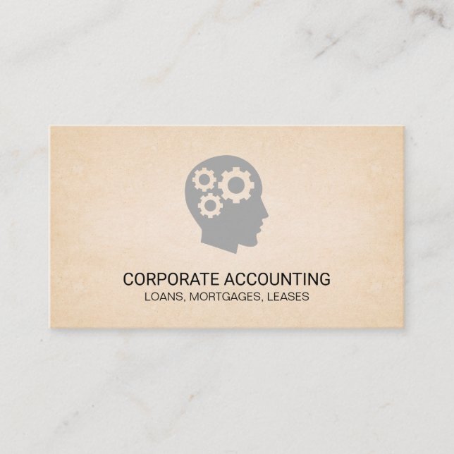 Thinking Gears Paper Texture Background Business Card (Front)