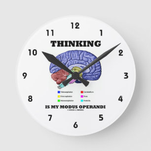 Thinking Is My Modus Operandi (Anatomical Brain) Round Clock