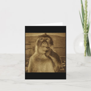 Thinking Monkey Meme Vintage Retro Card