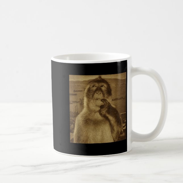 Thinking Monkey Meme Vintage Retro  Coffee Mug (Right)