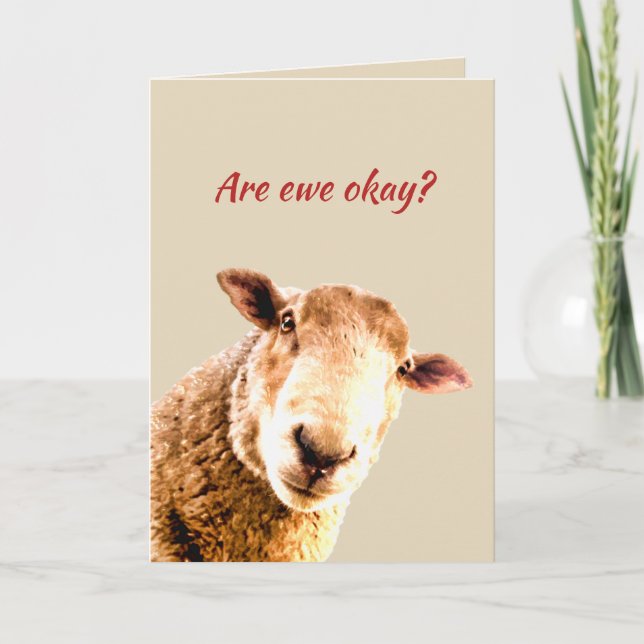 Thinking of  Ewe  Funny Sheep Animal Humour Card (Front)