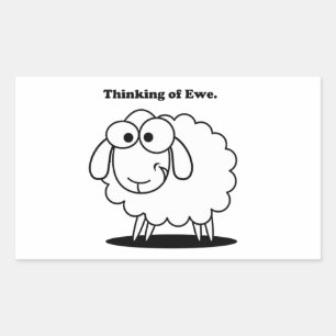 Thinking of Ewe Lamb Sheep Cute Cartoon Rectangular Sticker