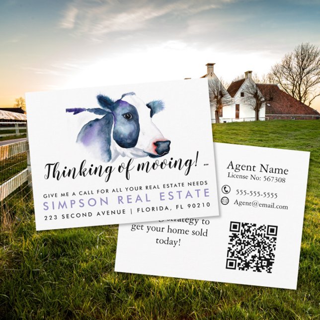 Thinking of Moooving Real Estate Postcard (Creator Uploaded)