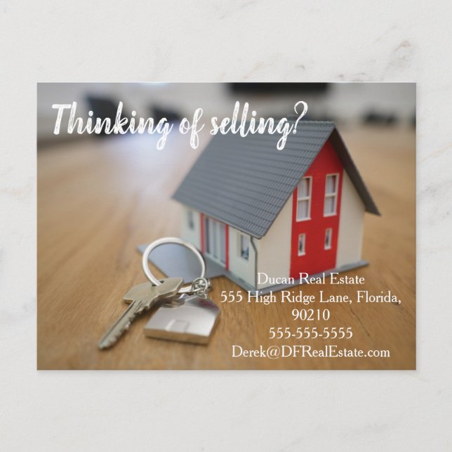 Thinking of Moving Real Estate agent keys Postcard (Front)