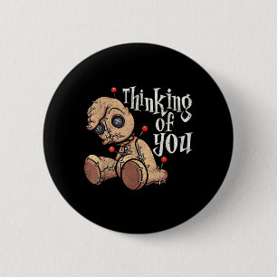 Thinking Of Voodoo Doll With ns Funny Halloween 6 Cm Round Badge