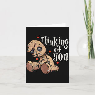 Thinking Of Voodoo Doll With ns Funny Halloween Card