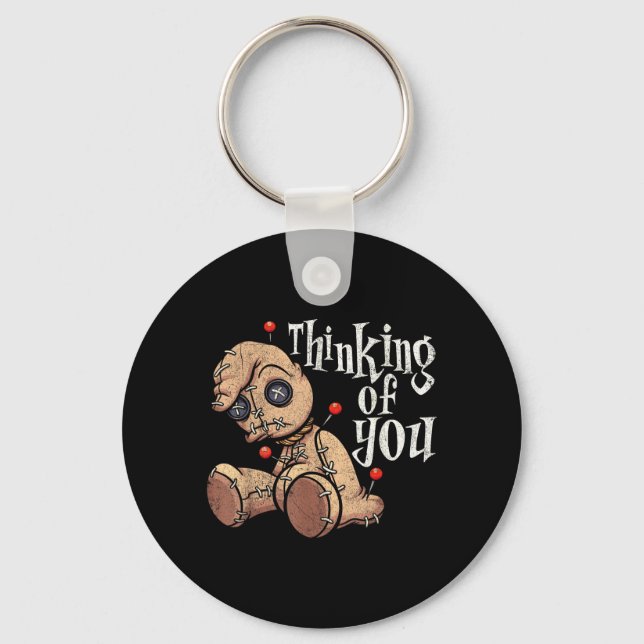 Thinking Of Voodoo Doll With ns Funny Halloween Key Ring (Front)