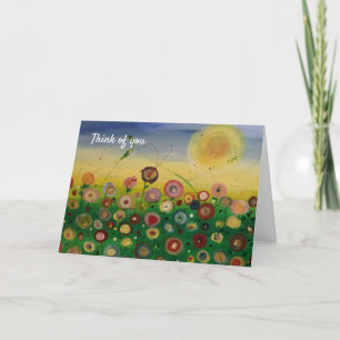 Thinking of you abstract flower field holiday card