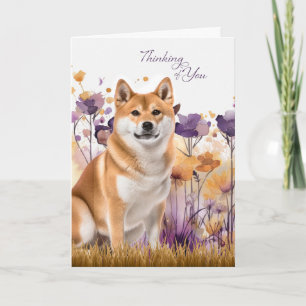 Thinking of You Akita Dog Flowers Card
